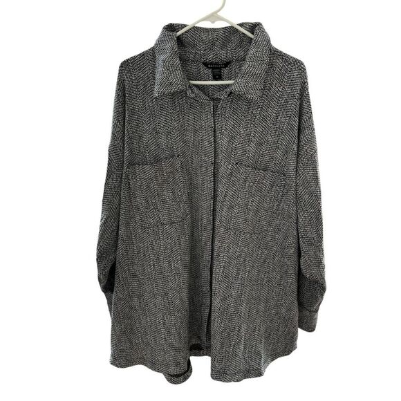 NWOT Athleta Braiden Textured Shirt Jacket Button-Up Shacket Black Plus Sz 3X - Picture 1 of 11